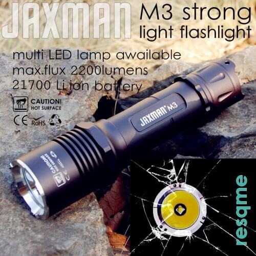 JAXMAN M3 strong light flashlight super hard cermical beads resqme 21700 battery tactical function free shipping