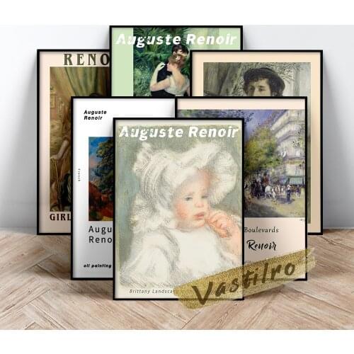 Pierre Auguste Renoir Exhibition Museum Poster, Renoir Jeunes Filles Au Piano Canvas Painting, Auguste Vintage Figure Wall Art