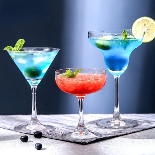 100-200ML Cocktail Glass Cup Wide Mouth Champagne Cup Dish Cup Goblet Martini Glass Wine Glass Bar Household Drink 6 Styles