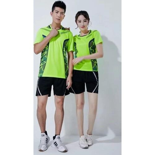 Sweat Absorption Badminton wear Sets Quick Dry Tennis Sports Suit O-Neck Summer Short Sleeve For Men And Women L955SHD
