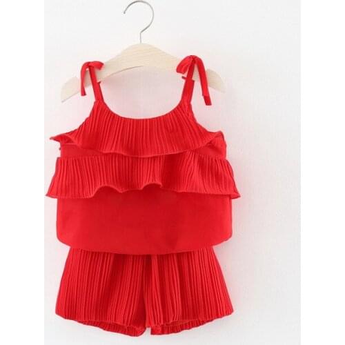 Girls clothing set summer sportswear girl baby fashion chiffon clothing set cute tops 2 pieces 3 years old