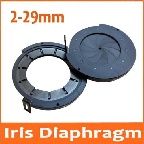 2-29mm Amplifying Diameter Zoom Optical Iris Diaphragm Aperture Condenser 11 Blades Digital Camera Monitor Microscope Adapter