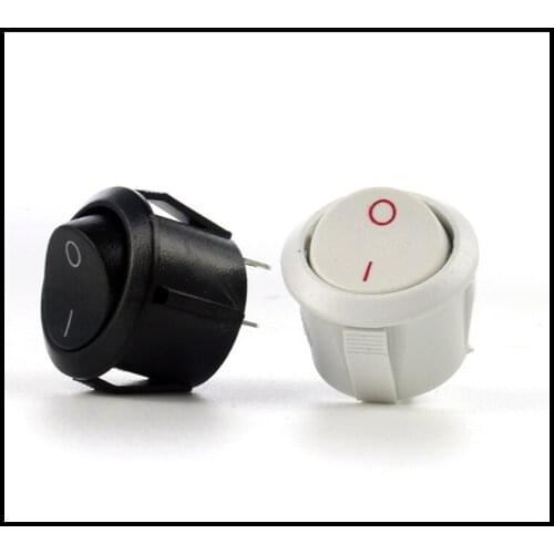 10Pcs 16mm Diameter Small Round Boat Rocker Switches Black Mini Round Black White Red 2 Pin ON-OFF Rocker Switch