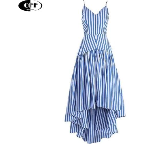 Summer Lady Beach Holiday Maxi Dress Spaghetti Strap Blue Stripe Sexy Party Night Casual Ruffles Long Dresses For Women Vestidos
