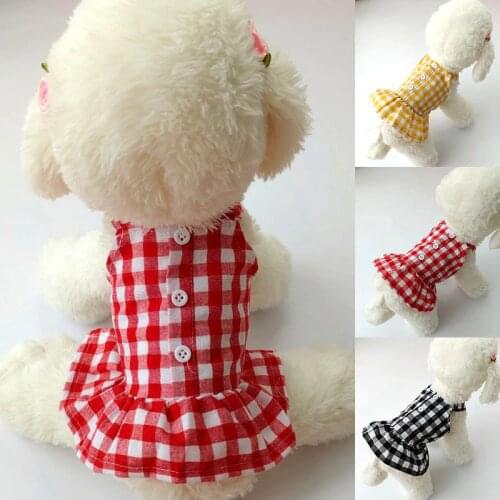 Summer Cute Dog Clothes Plaid Suspender Dress Thin Skirt Sunscreen For Small Dog Chihuahua Bichon Puppy Costume Pet Dresses