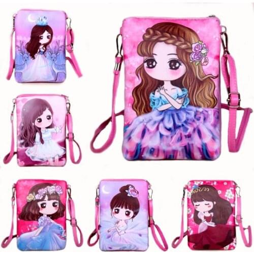 Mcneely Girls Messenger Bags Lady Zipper PU Leather Bags Cartoon Printing Women Party Mini Messenger Chest Bag Cross body Bags