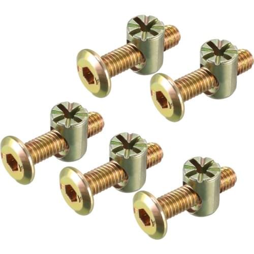 UXCELL 5sets M6 Hex Socket Furniture Bolts Nuts Machine Screws with Barrel Nuts Phillips-Slotted Long 50mm 60mm 70mm 75mm 25mm