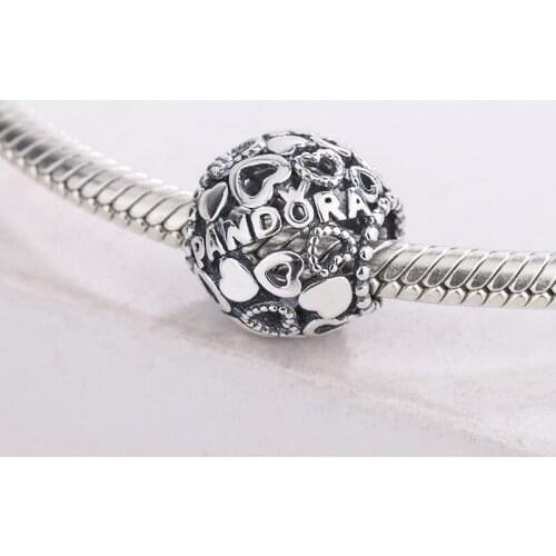 Fashion 925 Sterling Silver Hollow Round Shape Depicting Love Pendant Charm Bracelet DIY Jewelry Making For Original Pandora