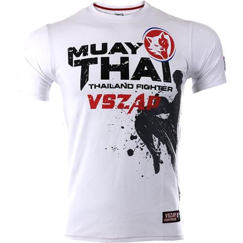 VSZAP Mens T-shirts Thailand Muay Thai Beat Fly Knee MMA T-shirt Buakaw Printing Cotton O-neck Brand Leisure Cozy Short Shirt