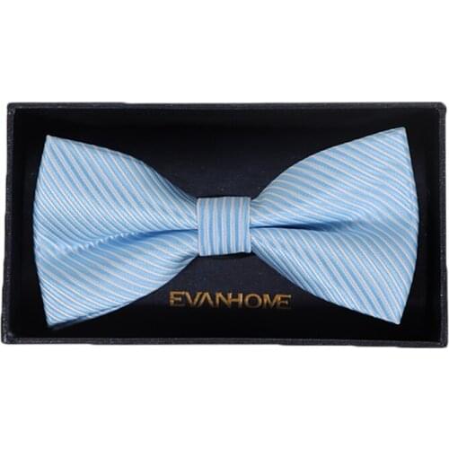 New High Quality Sky Blue Striped Bow Tie For Men Mariage Party Dress Butterfly Bowtie Wedding Gifts Without Box