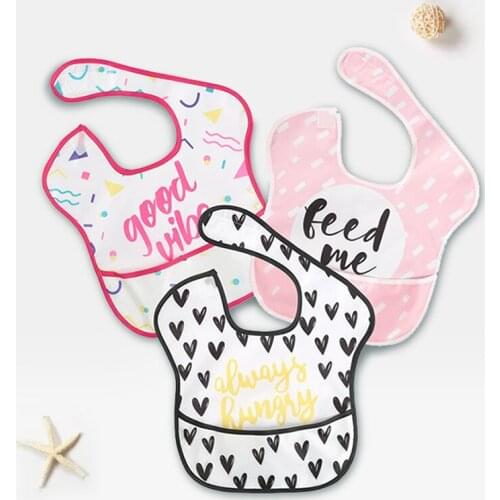 Cute Summer Thin Baby Bibs Waterproof Pocket Lunch Feeding Bibs Durable Adjustable Infant Saliva Pat Mat Polyester Taffeta