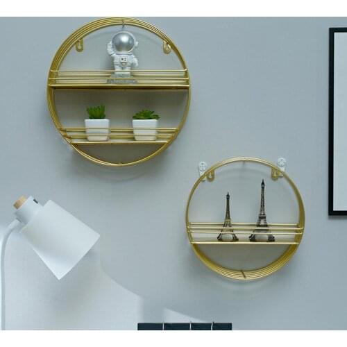 Nordic Iron Storage Rack Round Multifunctional Wrought Iron Household Wall Shelf for Living Room Home Wall Decoration for Home