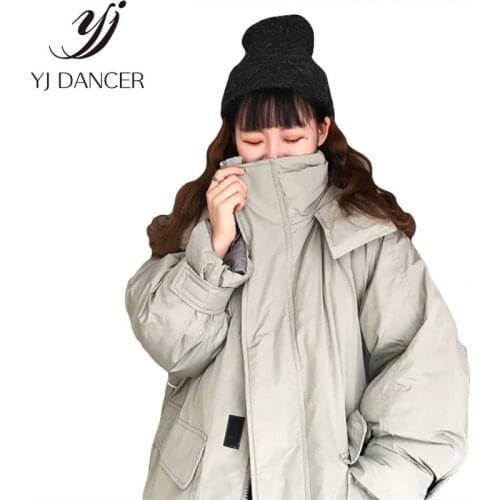 Autumn Winter 2018 New Jacket Korean Version Of The Loose Long Hooded Warm Cotton Coat Solid Color Cotton Jacket Women CSS332