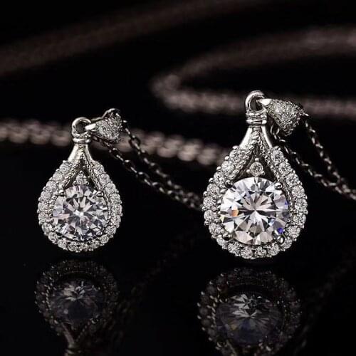 Poetry Of Jew Store 925 silver necklace Moissaniteround 2.00ct D VVS classic necklace send his girlfriend to send the wife gift