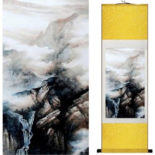 Landscape painting Home Office Decoration Chinese scroll painting Mountains and river painting 19071512