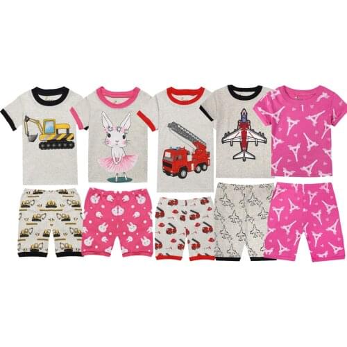 3 4 5 6 7 8 Yrs Baby Girl Pajamas Unicorn Pyjama Kids Boys Sleepwear Cotton Short Sleeve Clothing Sets Nightgown For Girls Set
