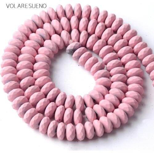 Pink Hematite Stone Natural Stone Rubber Rondelle Beads For Jewelry Making 6mm Space Loose Beads Diy Bracelet Wholesale 15"