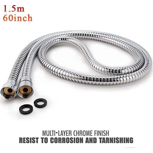 Shower Hose 1.5m 60 inch (5 Ft.) for Hand Held Showerhead Flexible Stainless Steel Tube Extension Replacement Hose Brass Finish