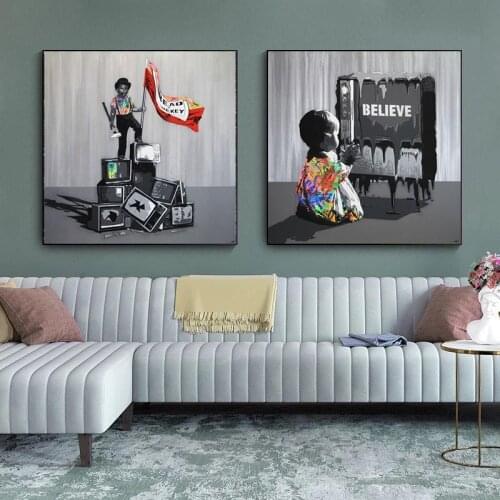 Modern Graffiti Art Chasing Dreams Canvas Painting Abstract Posters and Prints Wall Art Pictures for Living Room Home Decoration