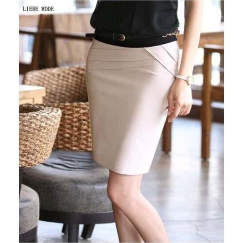 Korean Style Women Plus Size Pencil Skirt Office Ladies Black Khaki Blue Gray Bodycon Skirts Business Work Jupe Femme 3XL 4XL