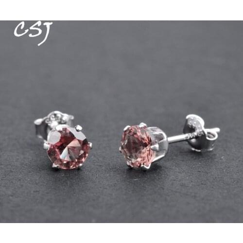 CSJ Diaspore Zultanite small Stud Earrings Sterling 925 Silver Fine Jewelry Women Lady Wedding engagement Party or mom gift box