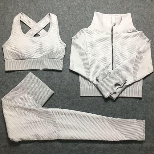 6 color womens exercise fitness suit leggings high support bra crop top fitness suit knit hip lift stretch fitness 3 piece set