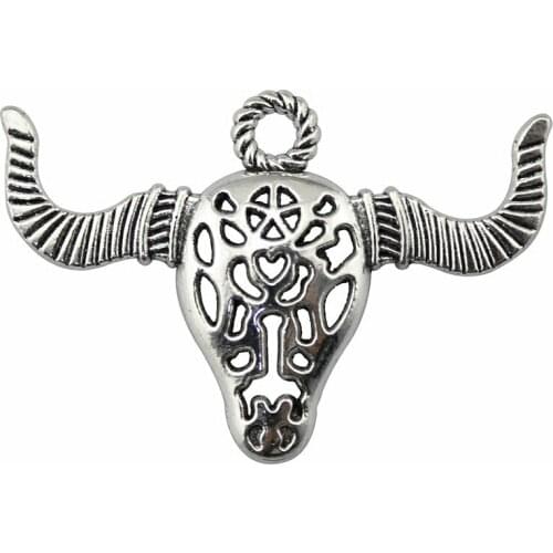 2pcs 50x34mm Pendant Ngau Tau Tau Charm Pendants For Jewelry Making Antique Silver Color Bull Head Pendants