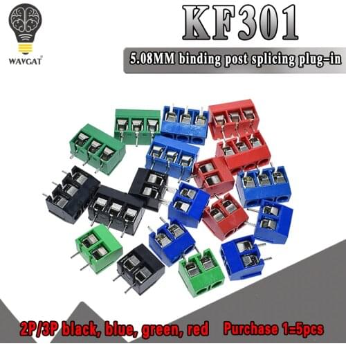 20PCS KF301-2P KF301-3P KF301-5.0-2P KF301 2Pin 3Pin Screw 2Pin 5.0mm Straight PCB Screw Terminal Block Connector Blue Red green