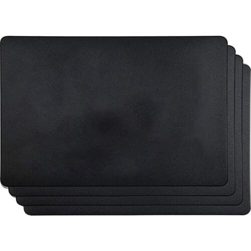 4PCS Heat-Resistant Placemats, Artificial Leather Placemats, Waterproof, Non-Slip, Washable Kitchen Placemats, (Black)