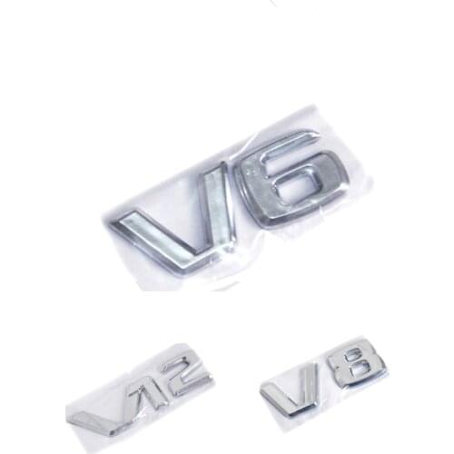 50pcs 3D Chrome V6 V8 V12 Car Boot ABS Car Styling Sticker Emblem Badges Wholesale