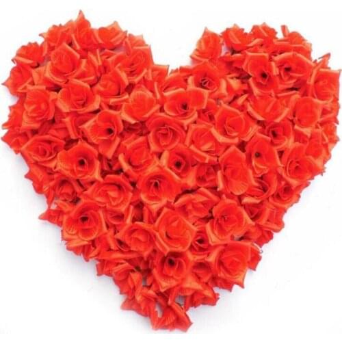 50pcs/lot Rose Head Artificial Flowers Cloth Floral Propose Props Flower For Wedding Decorations