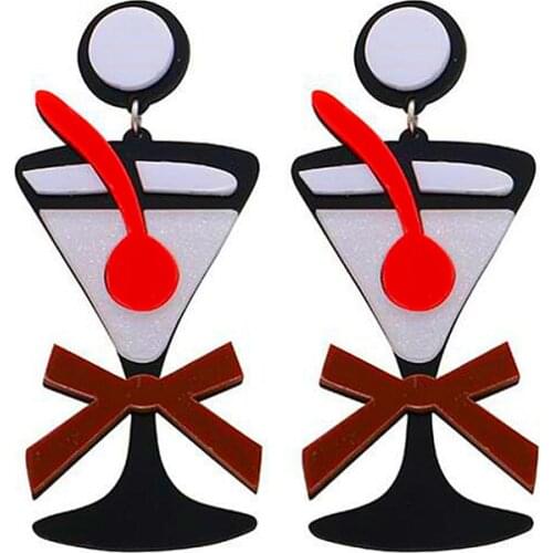 ZiccoWong Acrylic Cocktail Drink Cup Drop Earrings For Women Cute Big Long Dangle Earrings Fashion Eardrop Brinco Jewelry