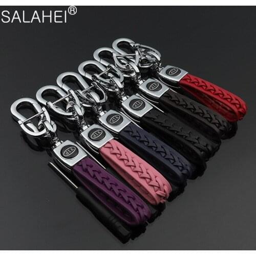 Car KeyChain Key Chain Ring Men Leather Hand Woven 360 Degree Rotating Horseshoe Fashion Key Holder Bag Pendant Car Accessories