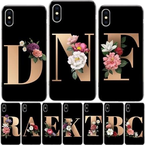 Flower 26 English Name Letters Phone Case For iphone 12 MIni 11Pro MAX XS 8 7 6 6S Plus X 5 5S SE XR SE 2020 Cover Shell Coque