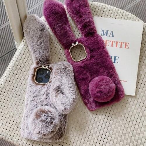 Phone Case for Samsung Galaxy Note 8 9 10 10+ 20 Plus Soft Cover Cute Plush Fluffy Furry Protection Shell Shockproof Back Skin