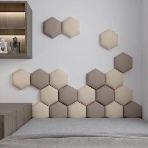 Home Bed Headboard Decor Hexagonal Soft-pack 3d Stereo Wall Stickers Self-adhensive for Kids Room Anti-collision Home Decor