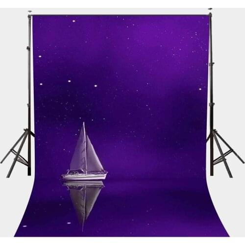 5x7ft Sailing Boat Backdrop Ultra Violet Sky Night View Photography Background Pantone 18-3838