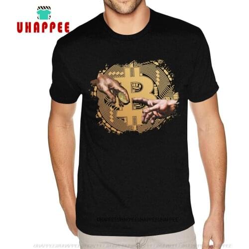 Birthday Giving Bitcoin T Shirts for Men Bespoke Short Sleeved Full Cotton Black O Neck Tshirt