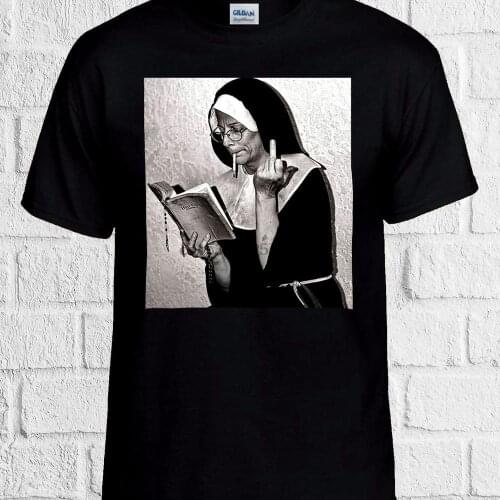 Nun Middle Finger Attitude T Shirt Men Women Unisex Top No Pain No Gain 1330