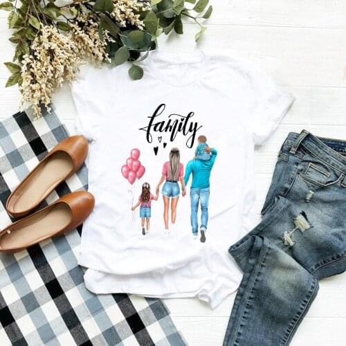 Women Fashion Love Family Son Daughter Mom Dad Warm Harmonious Summer Tshirts Clothes Graphic Top Lady Print Female Tee T-shirt
