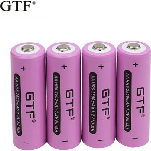 GTF 1.2V AA 2500mAh Ni-MH Rechargeable battery aa for Temperature gun remote control mouse toy batteries