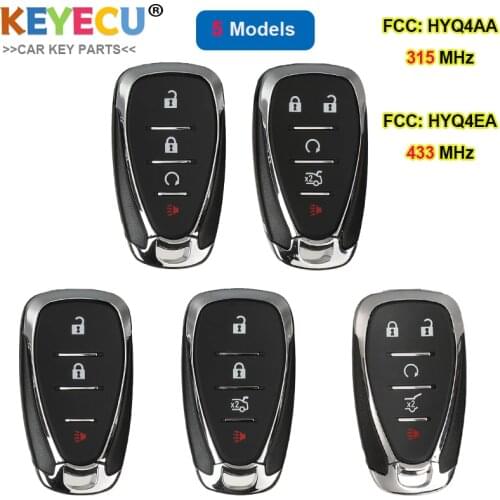 KEYECU Smart Prox Remote Control Car Key for Chevrolet Volt Bolt Equinox Trax Sonic Malibu Camaro, Fob 4 Button - HYQ4AA/ HYQ4EA