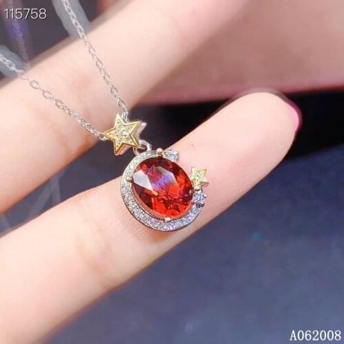 KJJEAXCMY fine jewelry 925 pure silver inlaid natural garnet girl new Pendant noble heart Necklace vintage support test