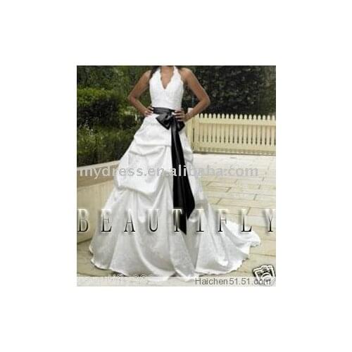 Beautiful Trail Neck-V Ivory Prom Ladiess Bridal Wedding Dresses