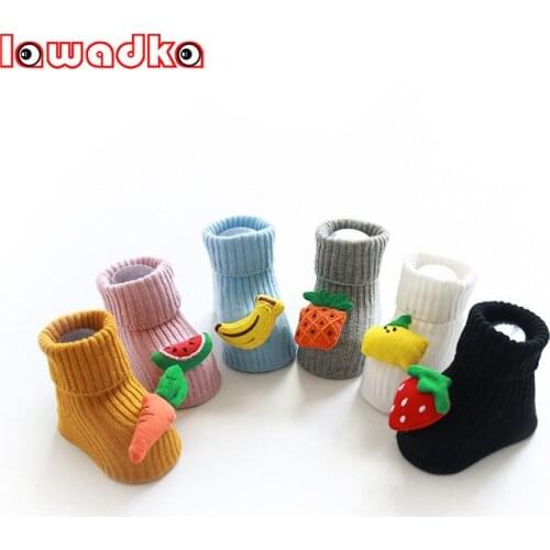 Lawadka 2Pairs/lot Newborn Baby Girl Boy Sock Anti Slip Infant Toddler Socks for Girls Autumn Winter Cartoon Style Age for 0-24M