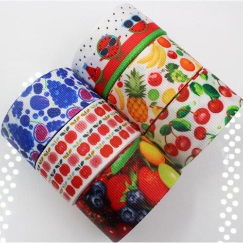 7/8'' 22mm Ribbons Hair Accessories Printed Various fruits grosgrain Wedding Party Festive Decoration Crafts Wrapping Supplies
