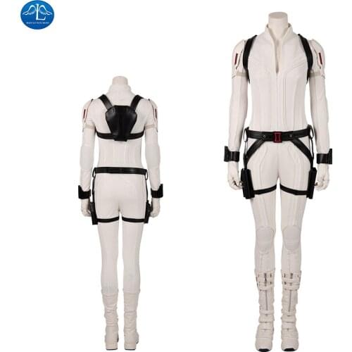 ManLuYunXiao Superheroine 2021 Movie Widow Natasha Cosplay Costume Halloween Outfit Natalia Jumpsuit White Sexy Battle Suit