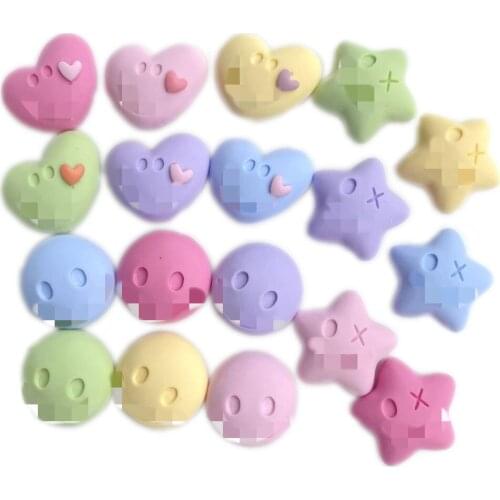 Cute Stars Heart Happly Flatback Resin Cabochon DIY Phone Craft Decoration Accessories Hair Bows Center