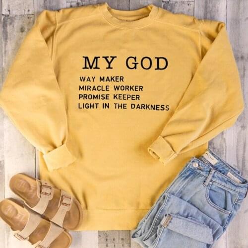 My god way maker religion women fashion pure cotton casual sweatshirt Christian Bible young girl gift top quote slogan pullover