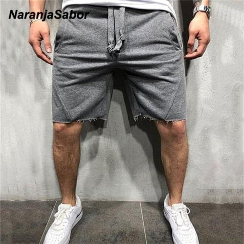 NaranjaSabor Mens Casual Shorts Fitness Running Sports Beach Shorts Male Breathable Loose Solid Color Shorts Brand Clothing N648